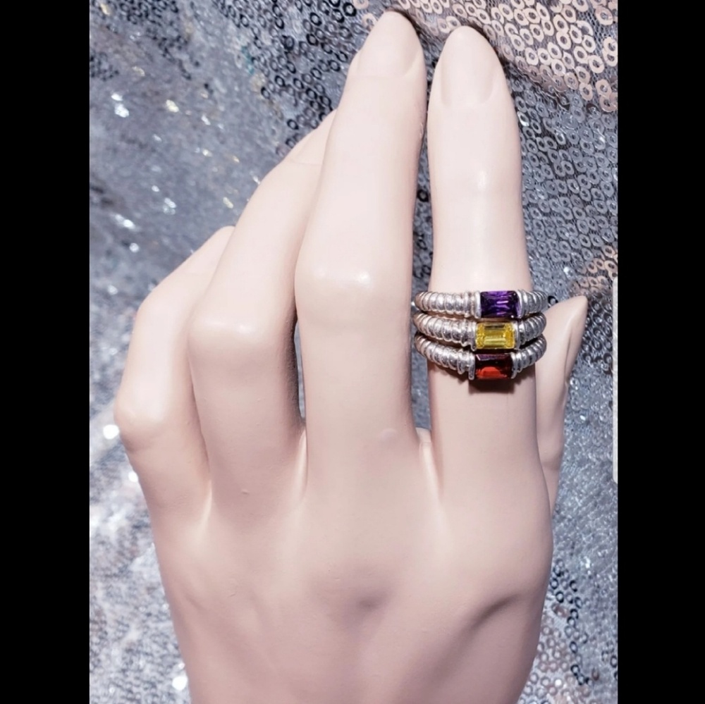 Stackable Sterling Silver Rings With Gemstones - image 2